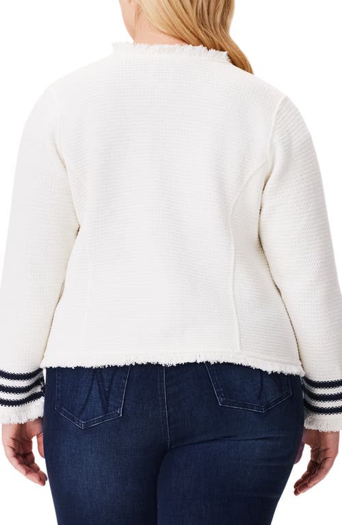 Nic + Zoe Fringe Trim Stripe Jacket In Multi