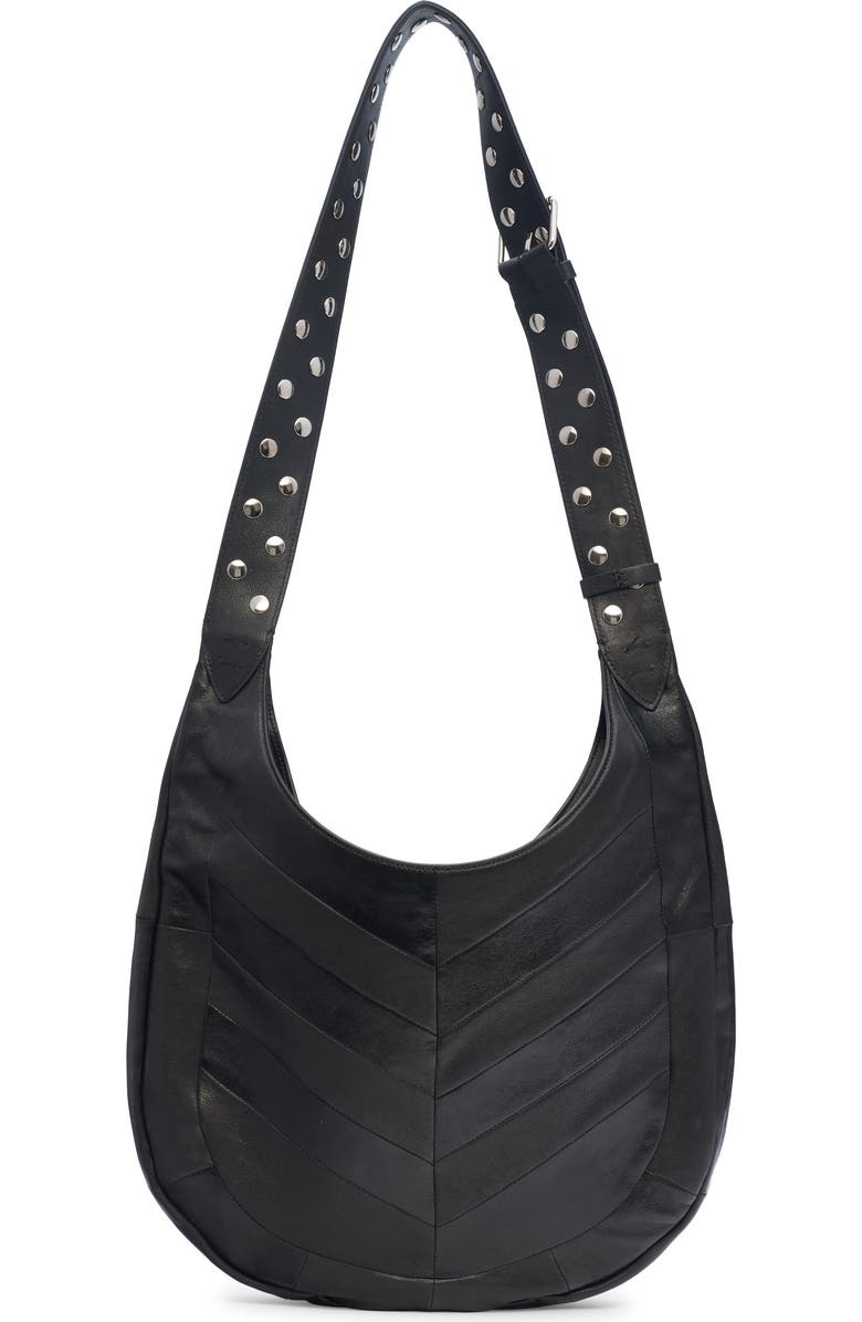 Valentino Garavani Hoboho Patchwork Leather Hobo Bag, Alternate, color, Nero