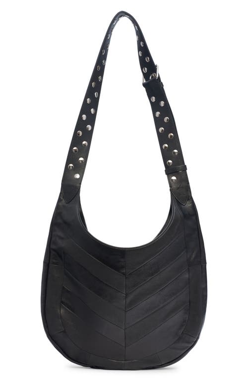 Valentino Hoboho Studded Patchwork Leather Hobo Bag In Black