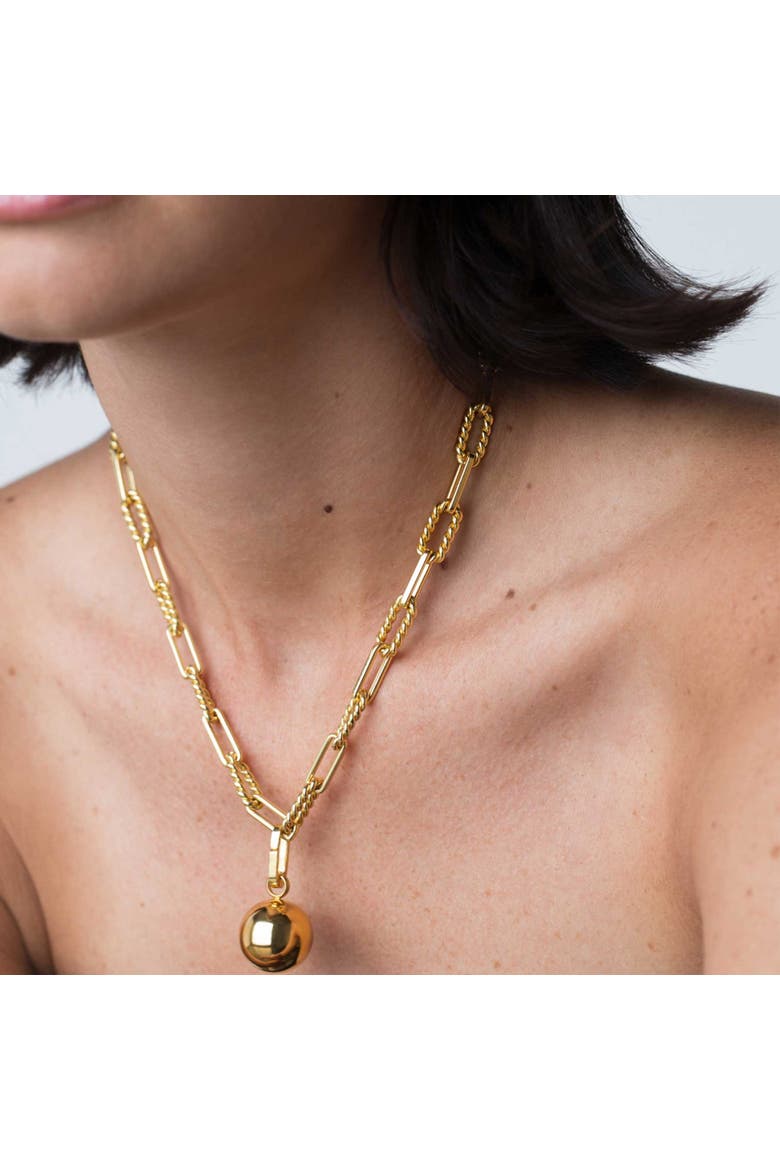 Gold Ball Pendant Necklace, Alternate, color, Gold