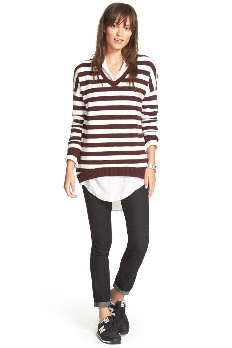 Treasure&Bond Drapey Plaid Tunic, Alternate, color, IVORY QUADRANT PANE