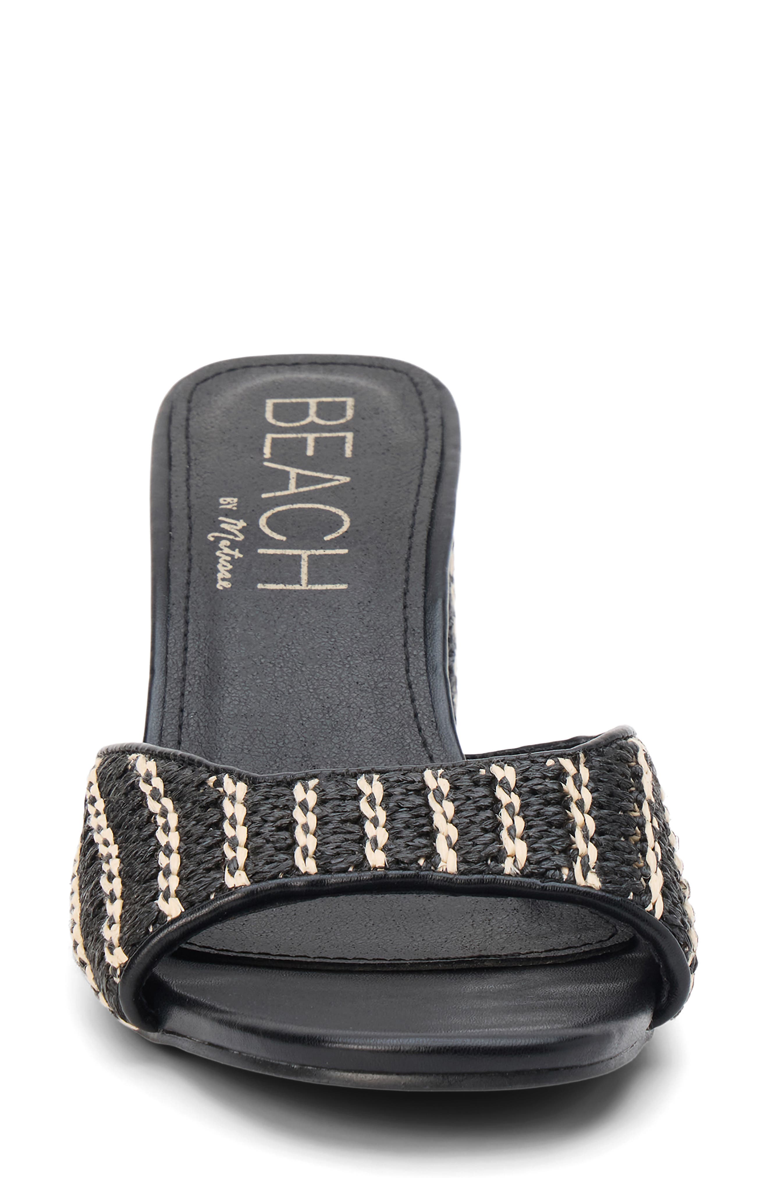 Coconuts by Matisse Birdie Block Heel Sandal, Alternate, color, Black Multi Raffia