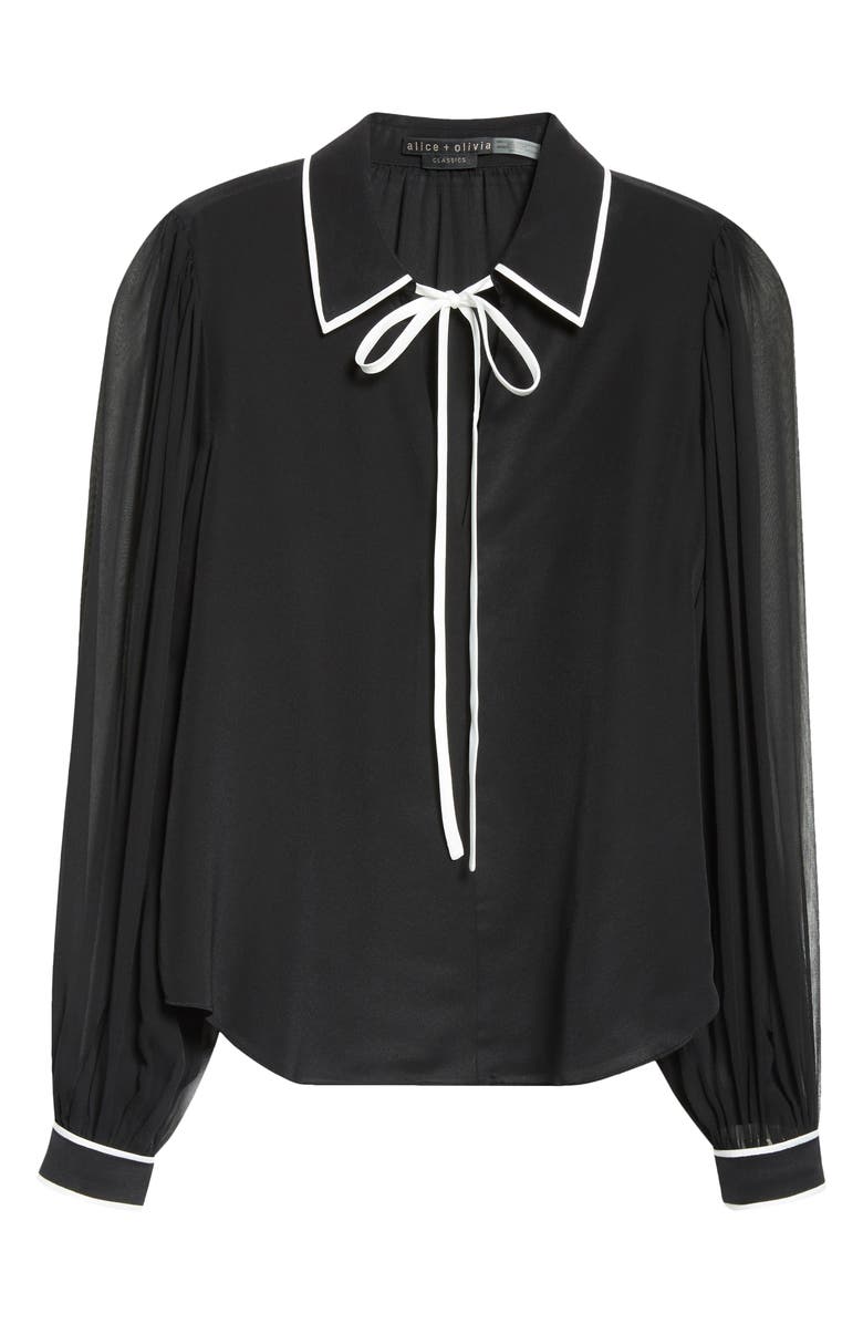 Alice + Olivia Roanne Tie Neck Silk Shirt, Alternate, color,