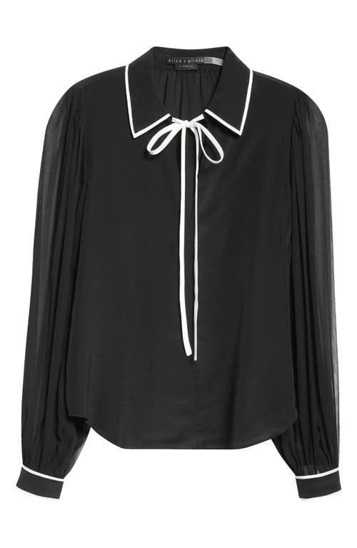 ALICE AND OLIVIA ALICE + OLIVIA ROANNE TIE NECK SILK SHIRT