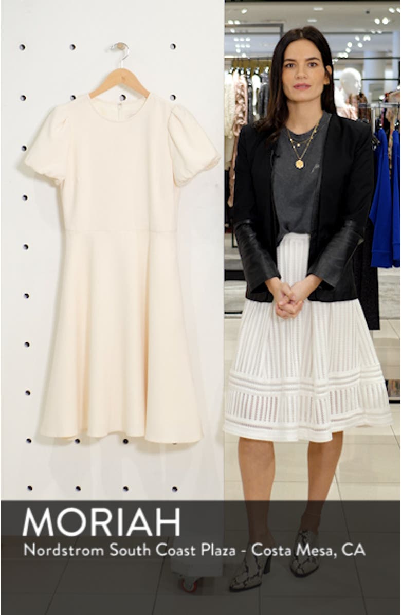 Krista Puff Sleeve Crepe Fit & Flare Dress, sales video thumbnail