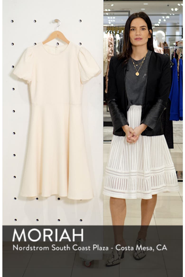 Krista Puff Sleeve Crepe Fit & Flare Dress (Nordstrom Exclusive) video