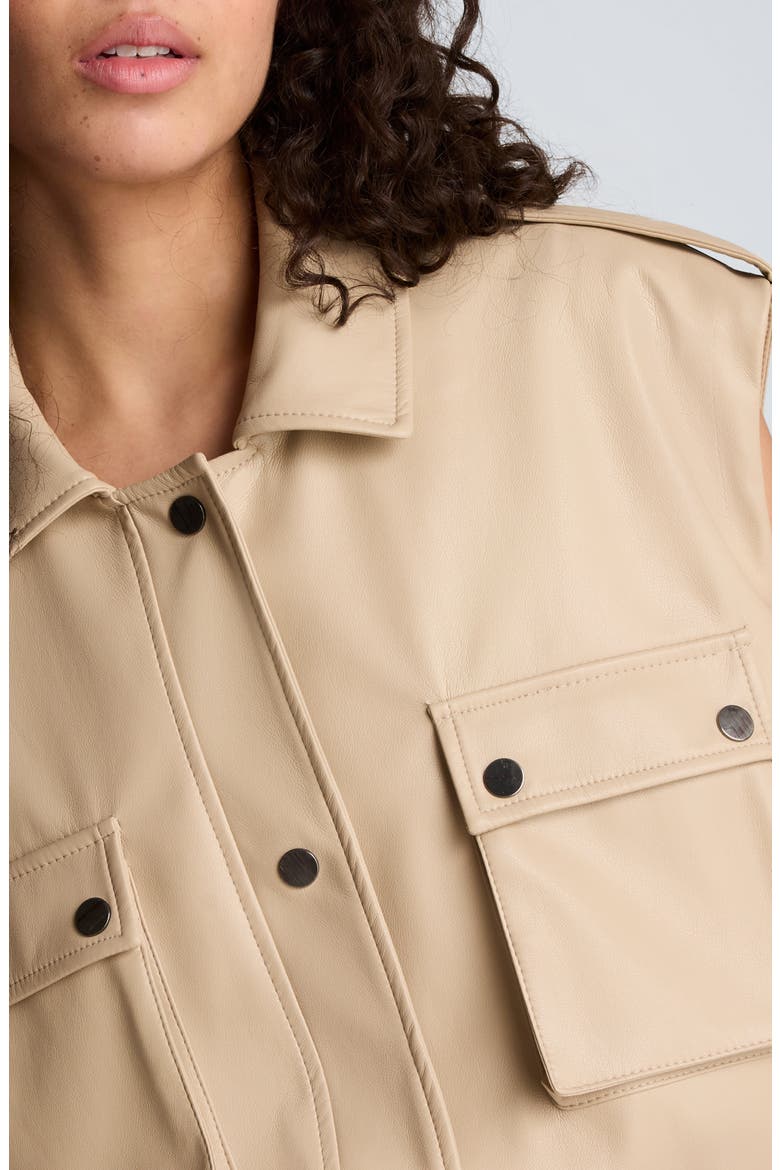 Snap Front Drawcord Waist Faux Leather Jacket, Alternate, color, TIMELESS TAUPE