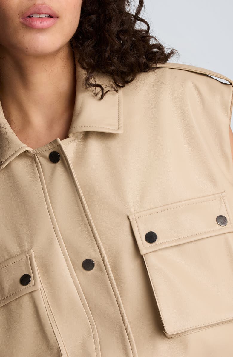 Kenneth Cole Snap Front Drawcord Waist Faux Leather Jacket, Alternate, color, Timeless Taupe