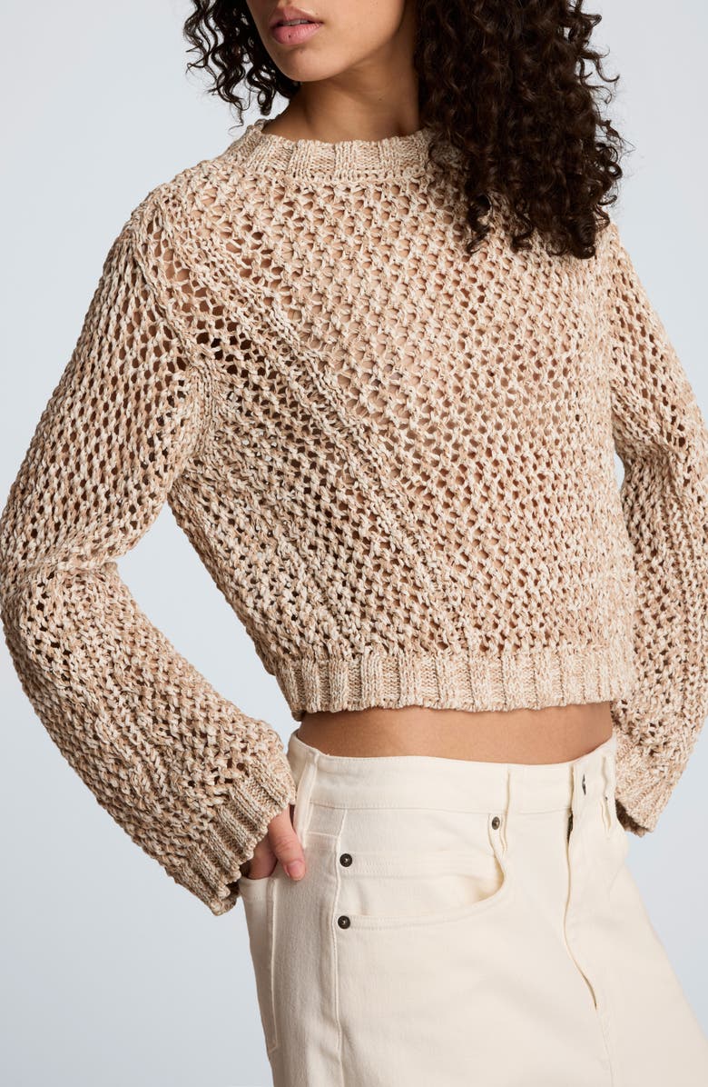 Kenneth Cole Two Tone Open Stitch Cotton Blend Sweater, Alternate, color, 