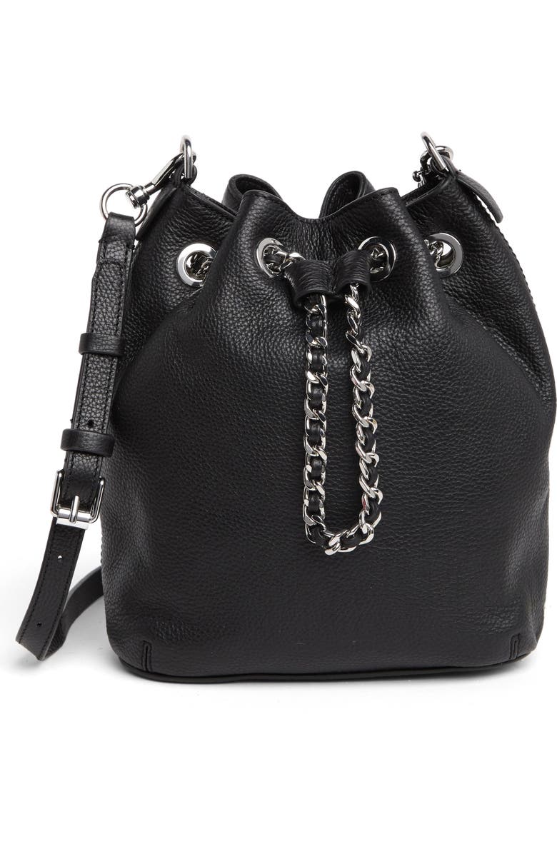 Rebecca Minkoff Chain Drawstring Leather Bucket Bag, Main, color,