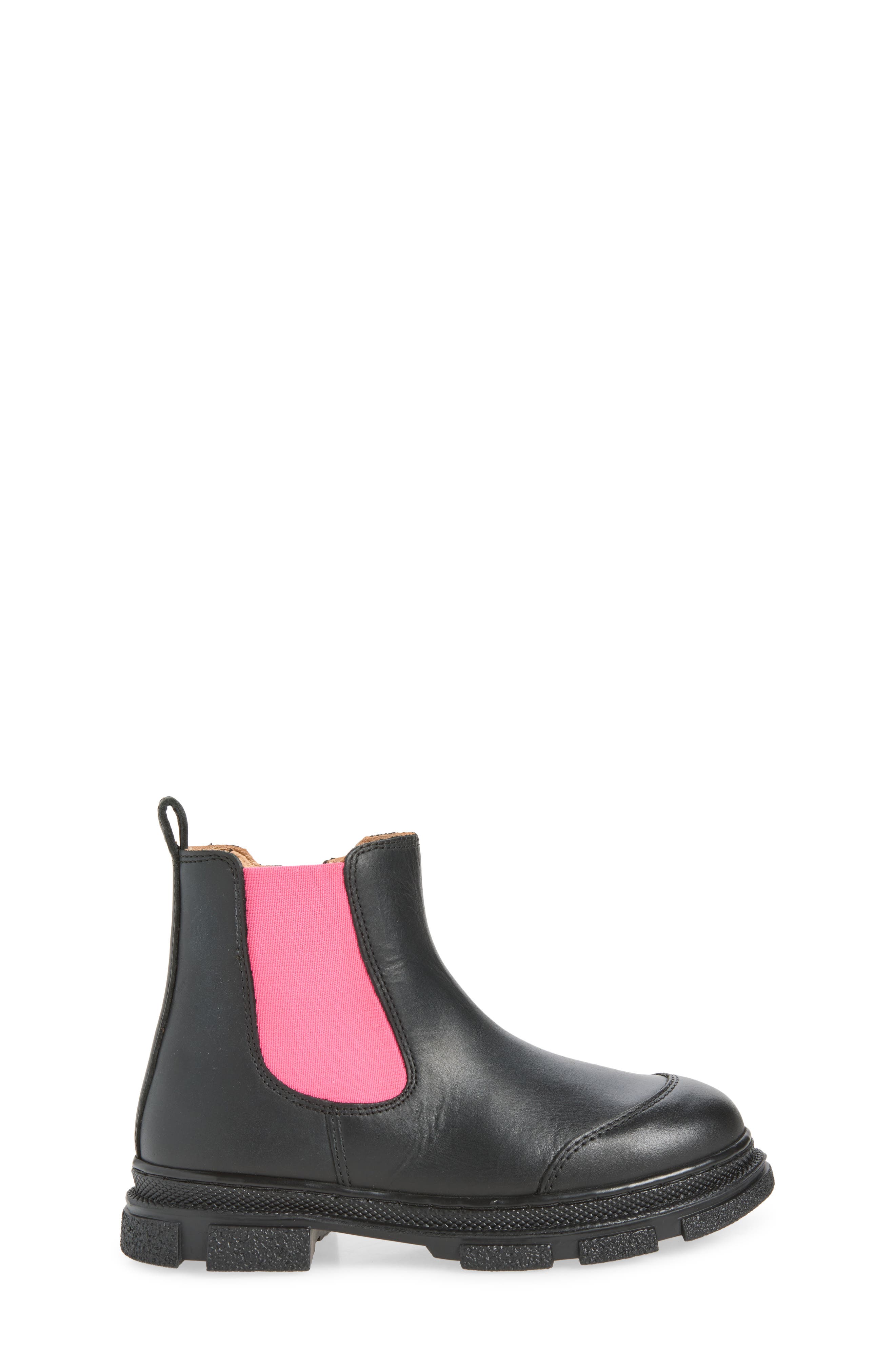 Kids' Chunky Chelsea Boot, Alternate, color, BLACK AND FESTIVAL PINK