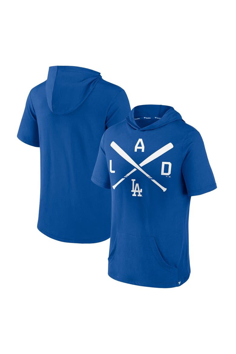 Men's Fanatics Branded Royal Los Angeles Dodgers Iconic Rebel Short Sleeve Pullover Hoodie, Main, color, Royal