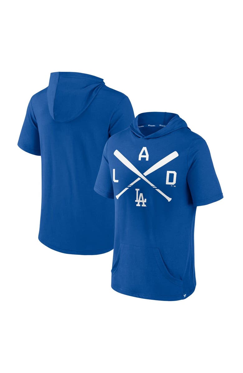 FANATICS Men's Fanatics Branded Royal Los Angeles Dodgers Iconic Rebel Short Sleeve Pullover Hoodie, Main, color, 