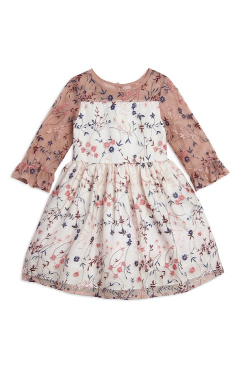 Floral Embroidered Three-Quarter Sleeve Dress (Baby)