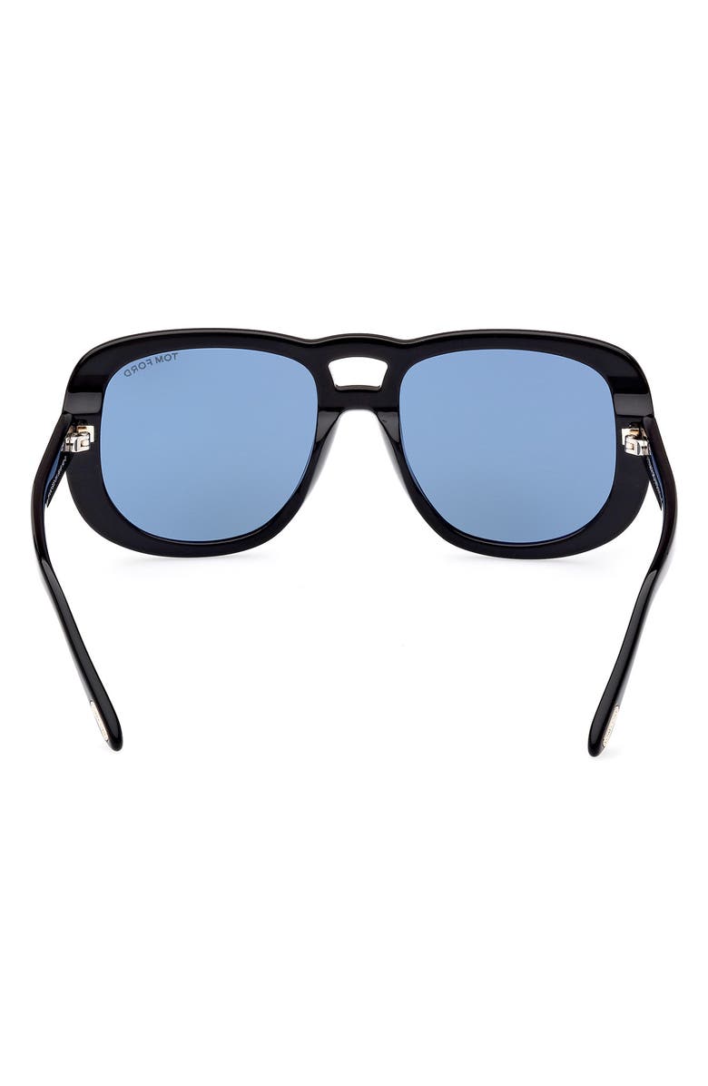 TOM FORD 56mm Gradient Aviator Sunglasses, Alternate, color, Shiny Black / Blue
