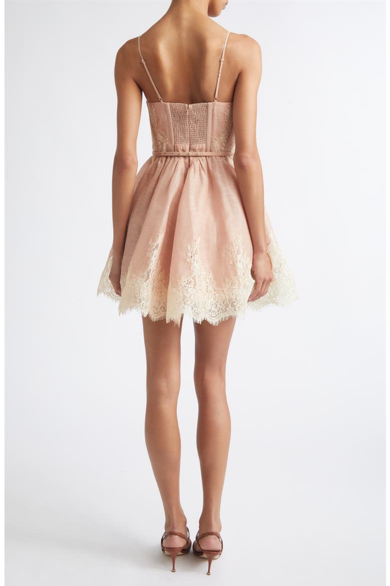 Valiant Lace Trim Corset Minidress, Alternate, color, LIGHT PINK