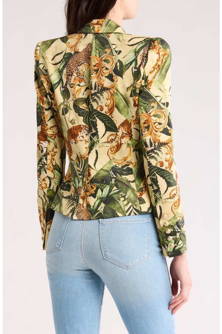 Bethany Jungle Print Structured Cotton Blazer, Alternate, color, ECRU MULTI ROCOCO JUNGLE