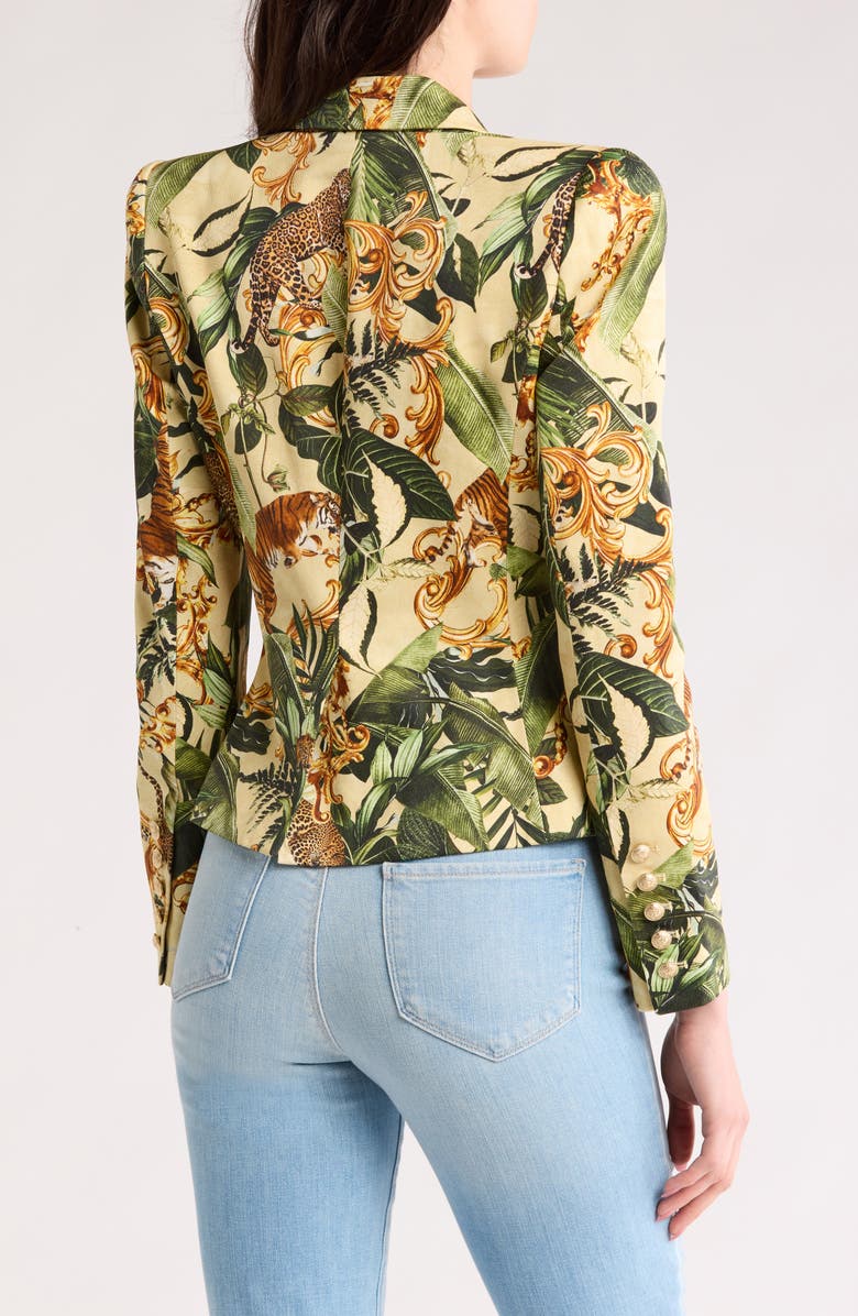 L'AGENCE Bethany Jungle Print Structured Cotton Blazer, Alternate, color,