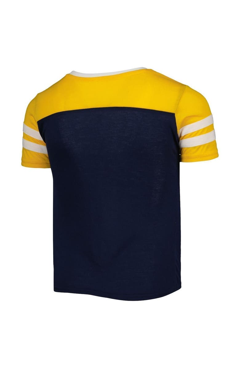 COLOSSEUM Girls Youth Colosseum Navy West Virginia Mountaineers Practically Perfect Striped T-Shirt, Alternate, color, 