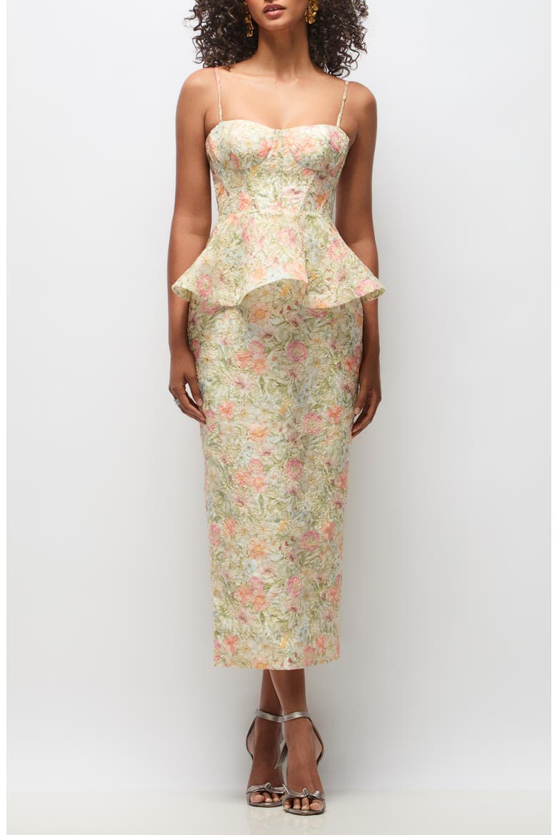 Saylor Floral Embroidered Peplum Dress, Main, color, WILDFLOWER MULTI