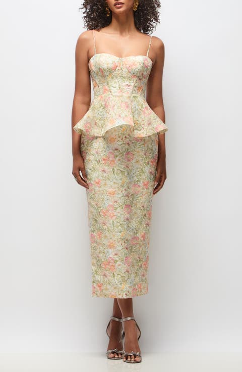 Saylor Floral Embroidered Peplum Dress