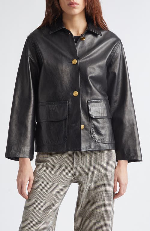 R13 Relaxed Crop Leather Jacket in Black at Nordstrom, Size Large