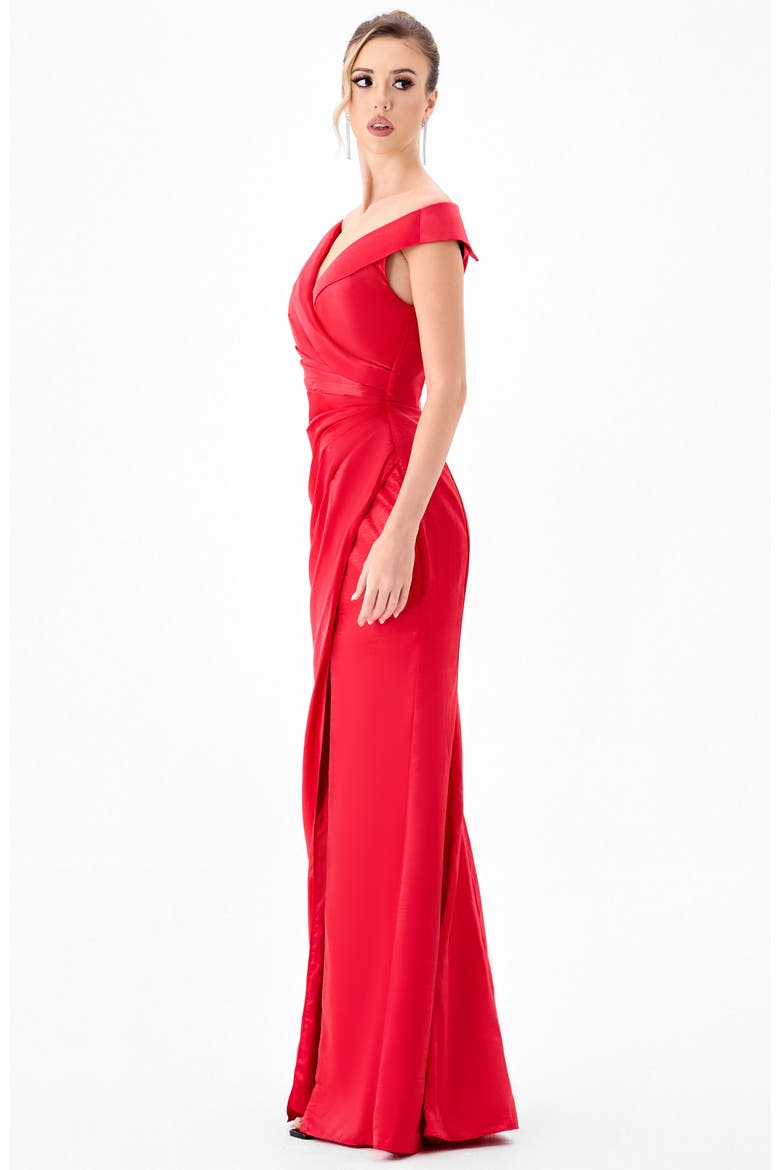Aliana Off Shoulder Gown, Alternate, color, RED