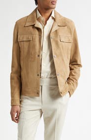 ISAIA Amelio Aqua Lambskin Suede Jacket