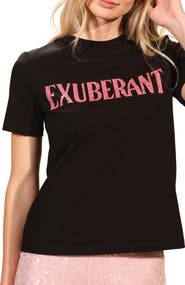 Isaac Mizrahi New York Exuberant Rhinestone Stretch Cotton T-Shirt