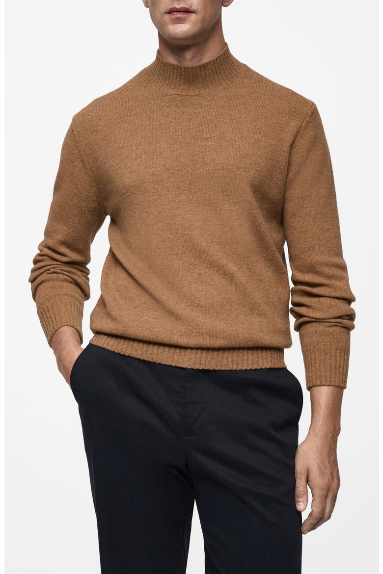 Mock Neck Sweater, Main, color, MEDIUM BROWN