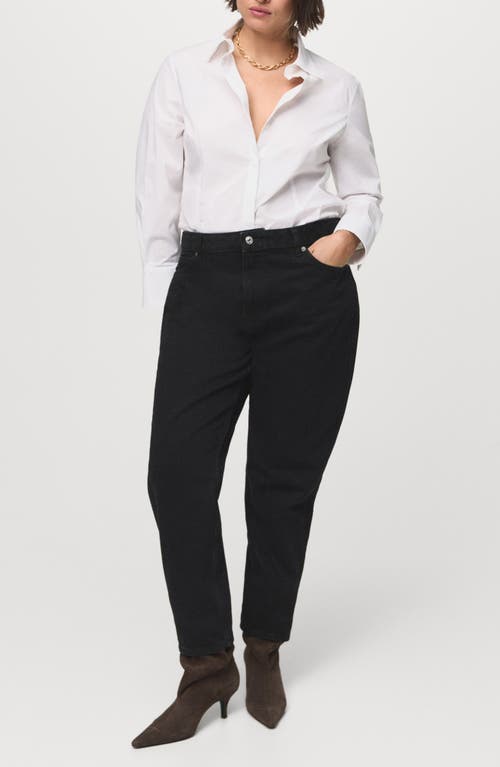 Mango Crop Mom Jeans In Black