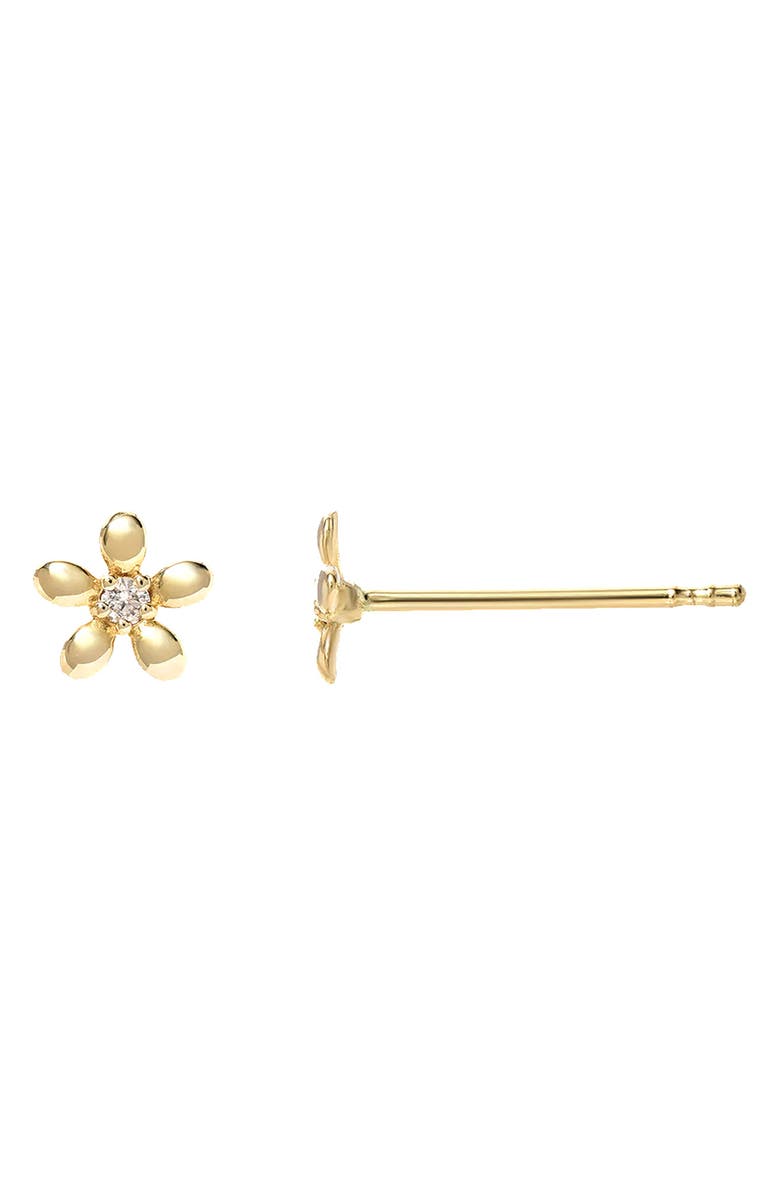 Zoe Lev Diamond Center Flower Stud Earrings, Main, color, Yellow Gold