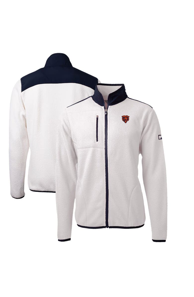 Cutter & Buck Men's Cutter & Buck White/Navy Chicago Bears Cascade Eco Sherpa Big & Tall Fleece Full-Zip Throwback Jacket, Main, color, 