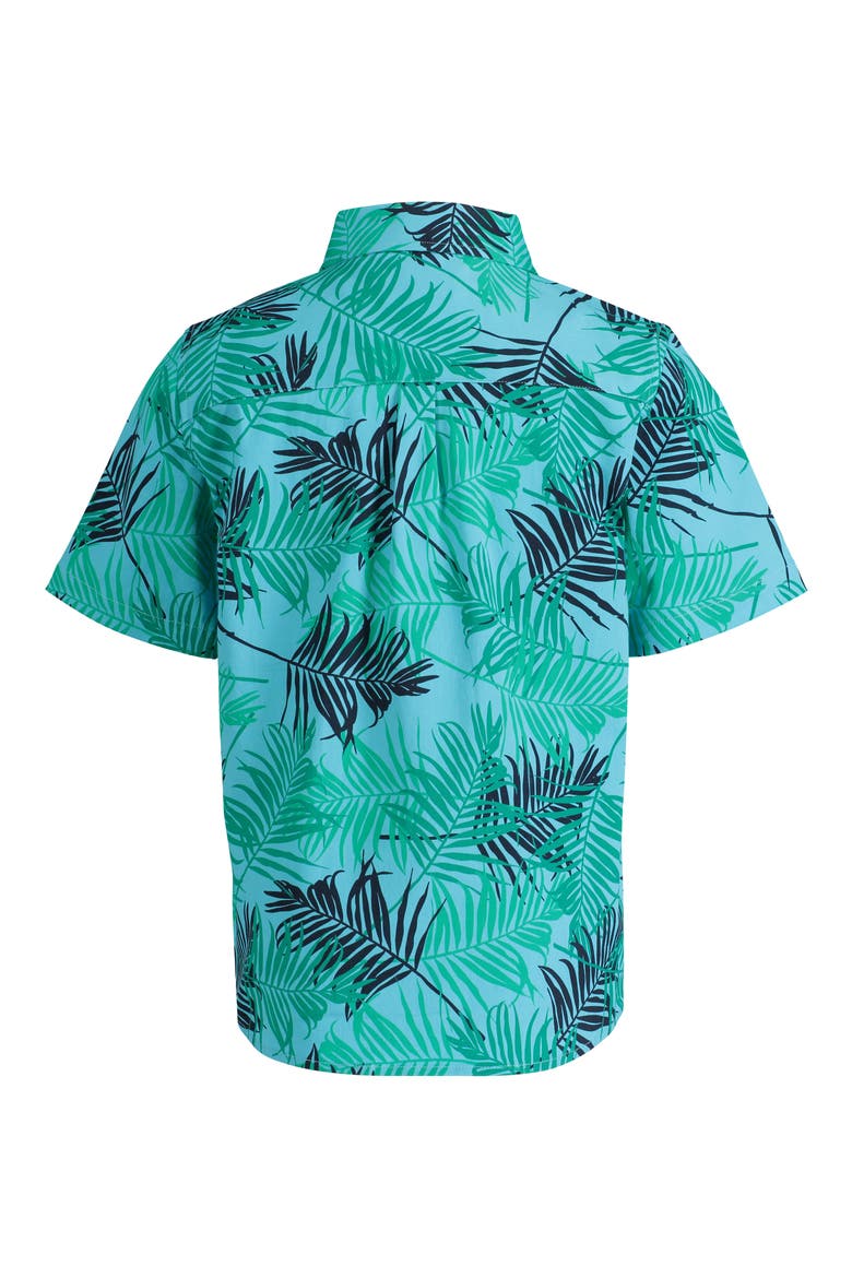 Large Palm Short Sleeve Shirt, Alternate, color, AQUA