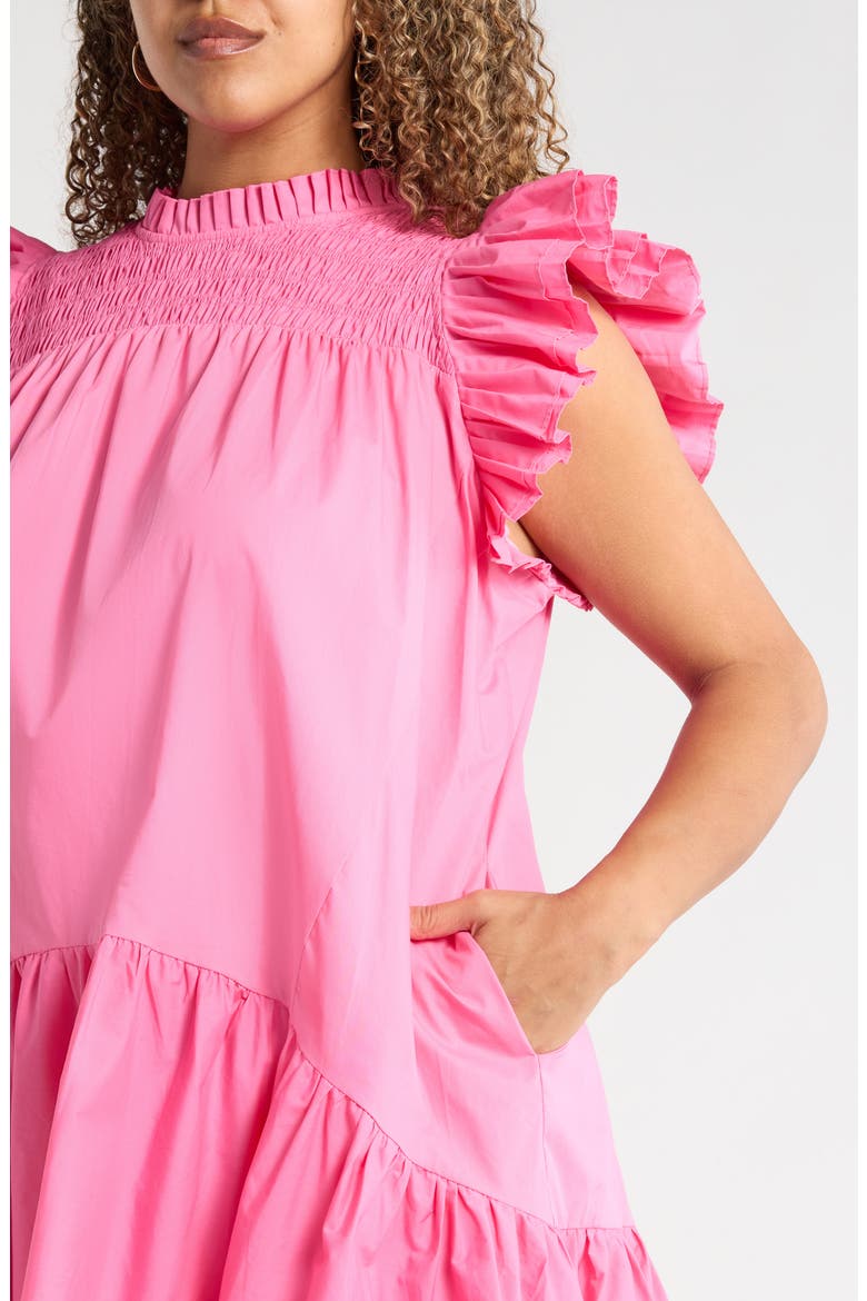 Rhona Smocked Minidress, Alternate, color, BUBBLE-GUM