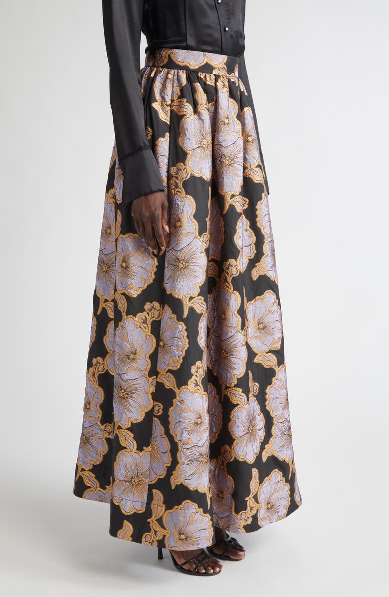 ST. JOHN Bethany Poppy Floral Jacquard Maxi Skirt, Alternate, color, Black/ Hydrangea Multi