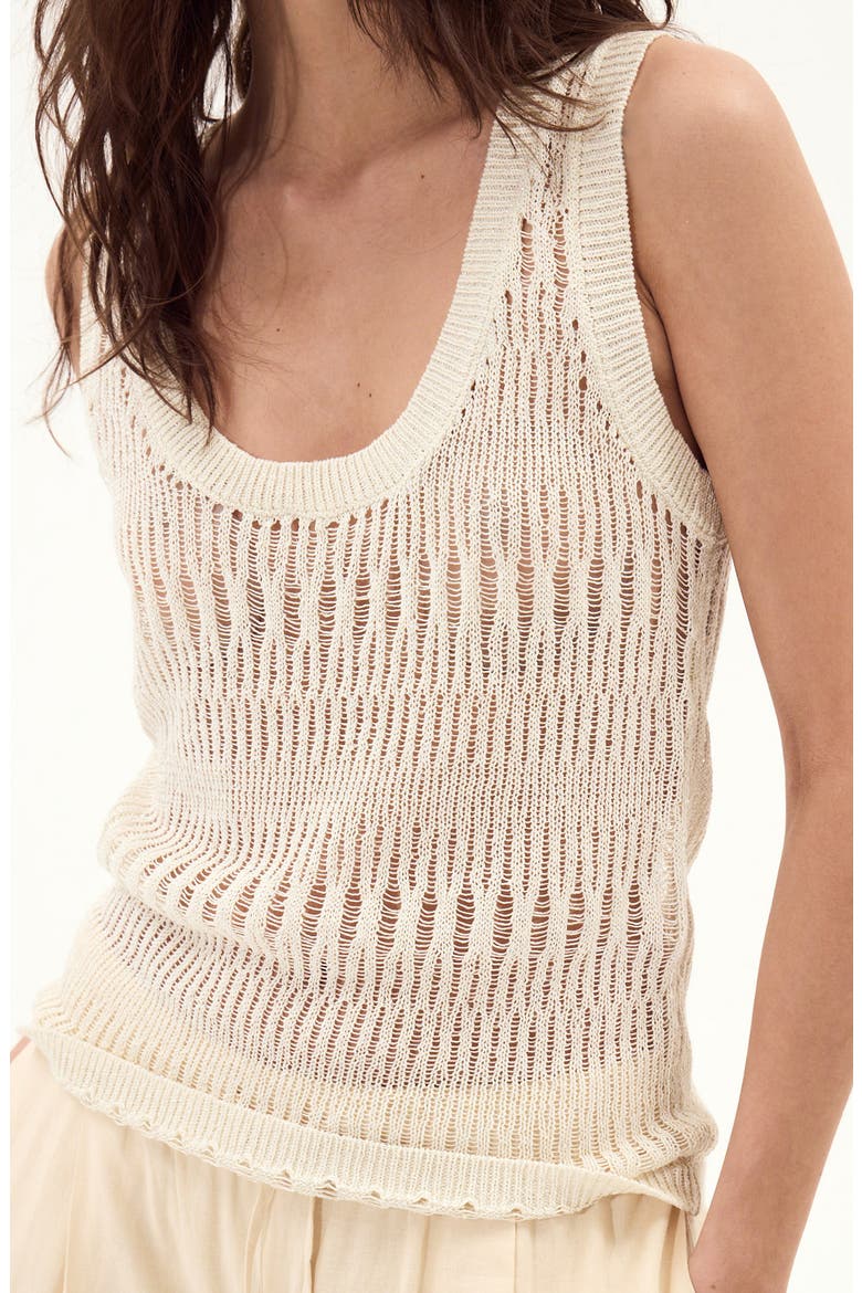 Mallorca Metallic Sheer Knit Tank, Alternate, color, OFF WHITE