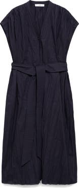 MANGO Textured Tie Front Dress