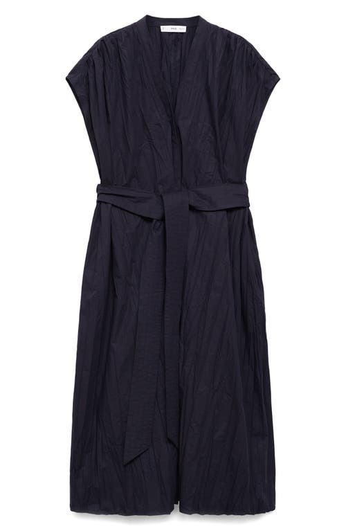 Mango Textured Tie Front Dress In Black