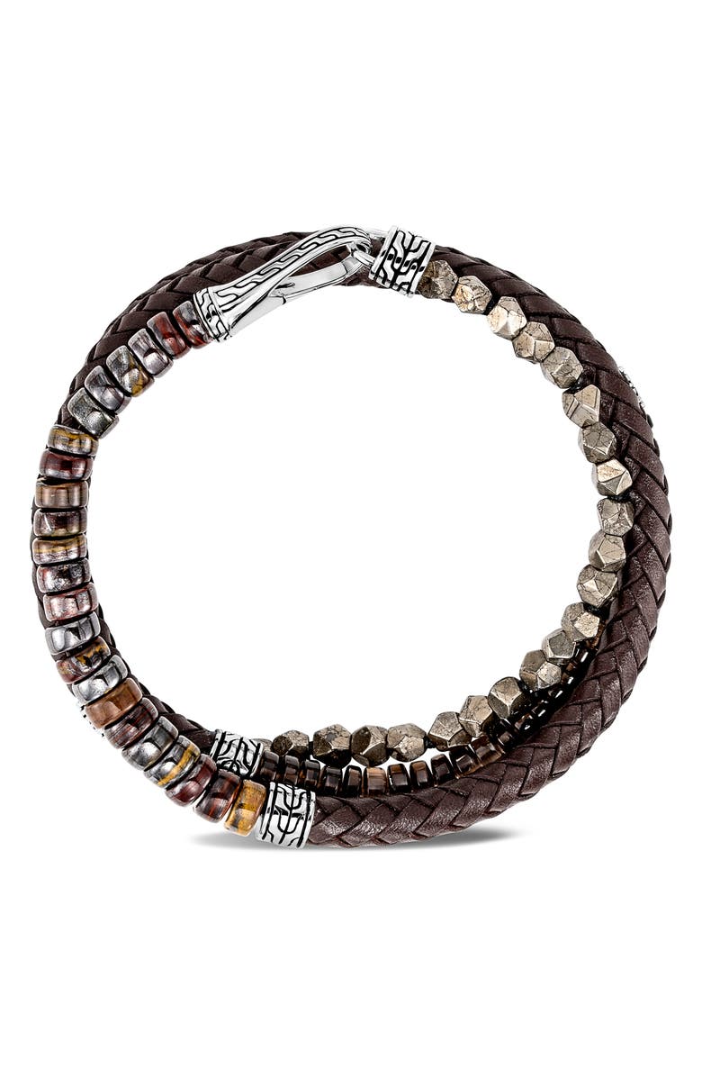 John Hardy Men's Classic Chain Triple Wrap Leather Bracelet, Alternate, color, 