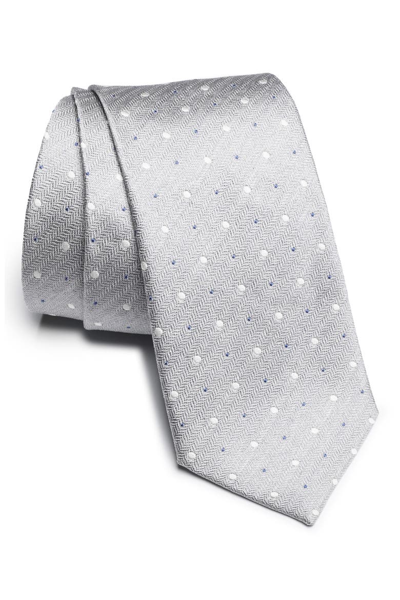 Chesterfield Neat Dot Silk Tie, Main, color, GREY