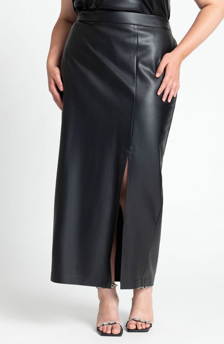 ELOQUII Faux Leather Maxi Skirt, Main, color,