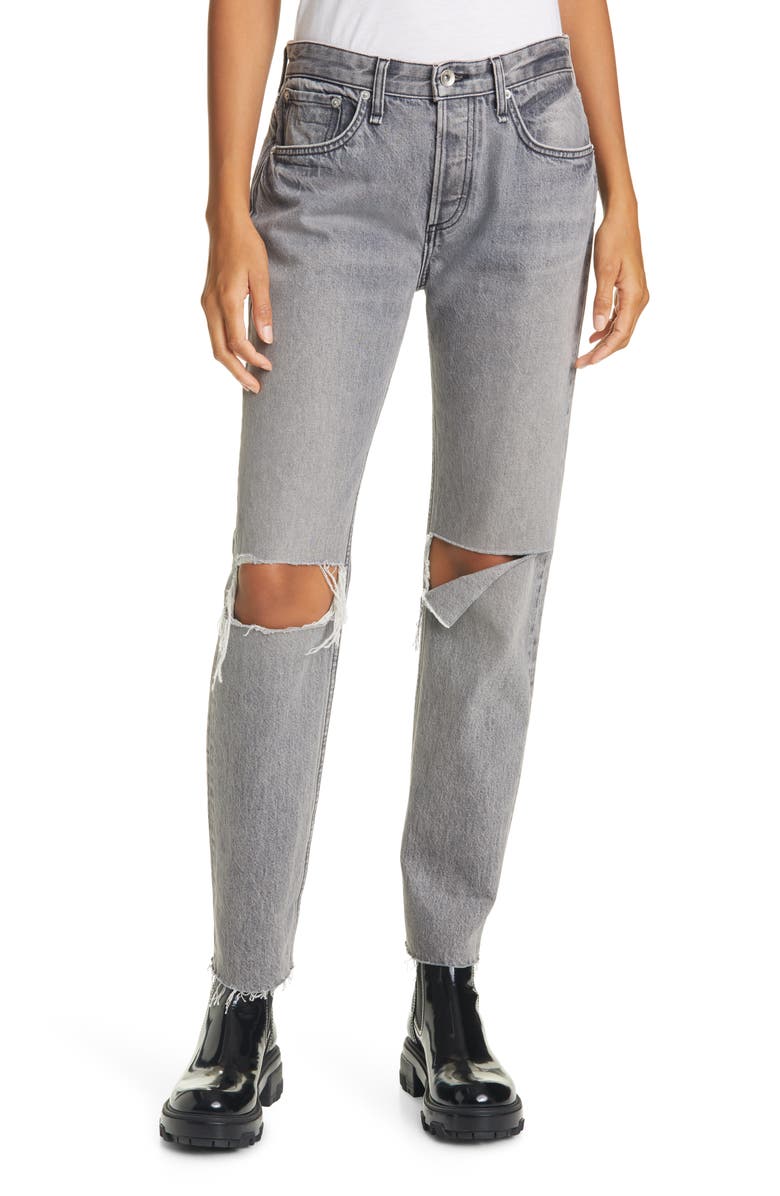rag & bone Rosa Ripped Mid Rise Boyfriend Jeans, Main, color,
