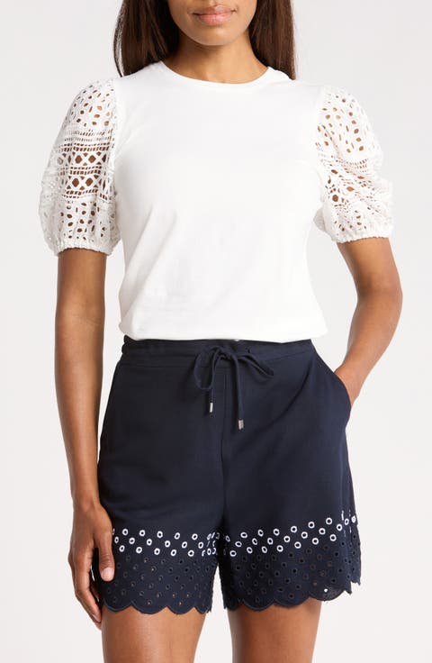 Eyelet Puff Sleeve Top