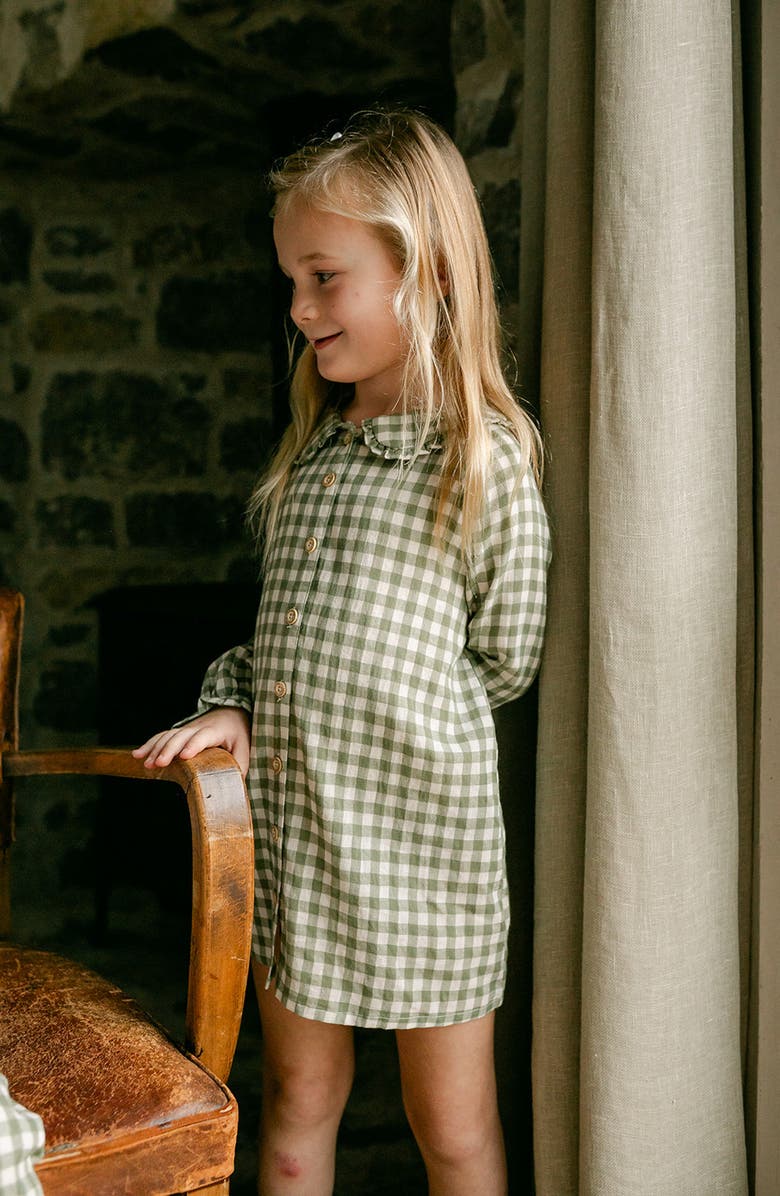 Little Paper Kids Goldie Gingham Dress, Alternate, color, Green Gingham