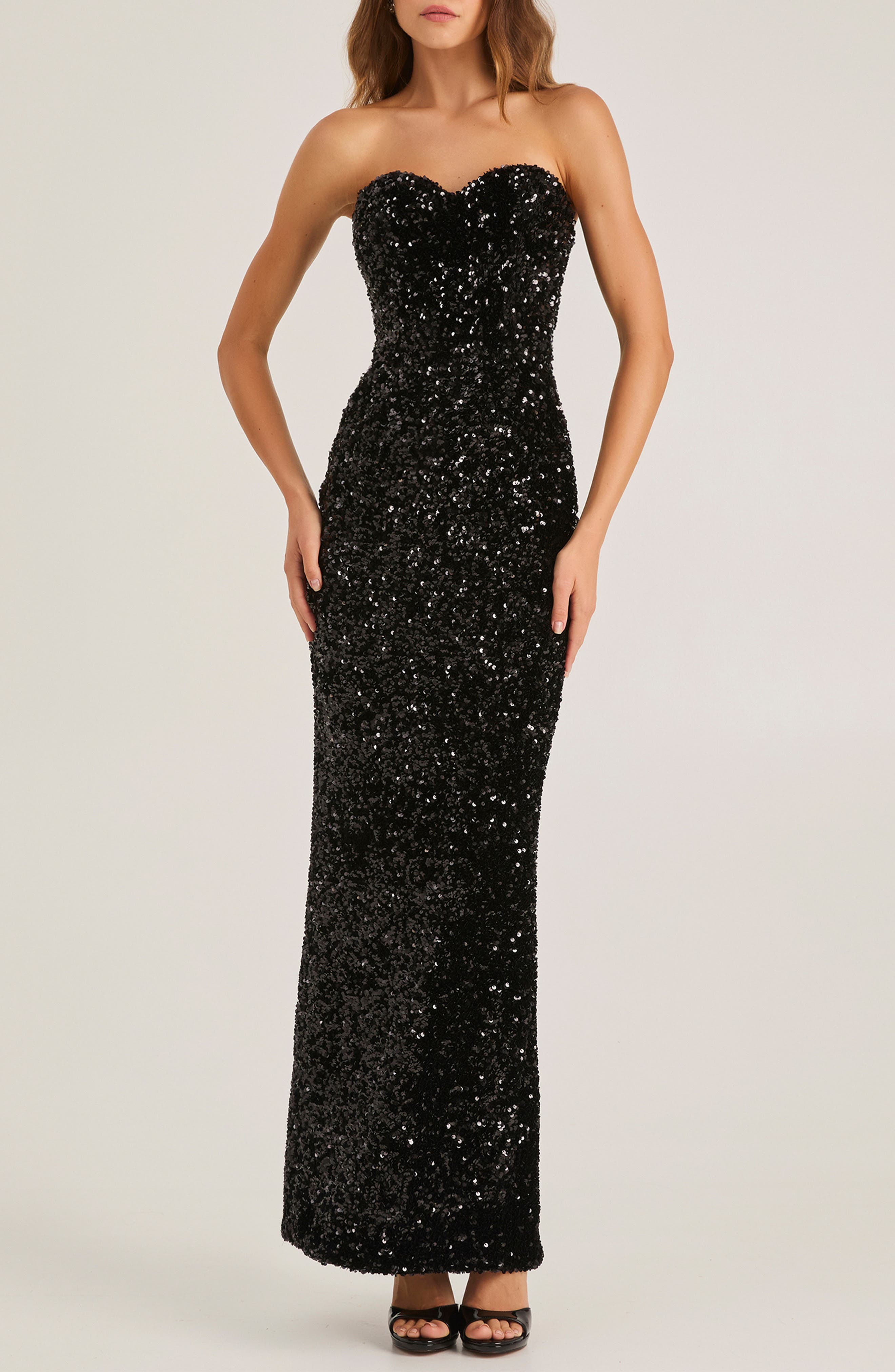 Ryan Sequin Strapless Column Gown