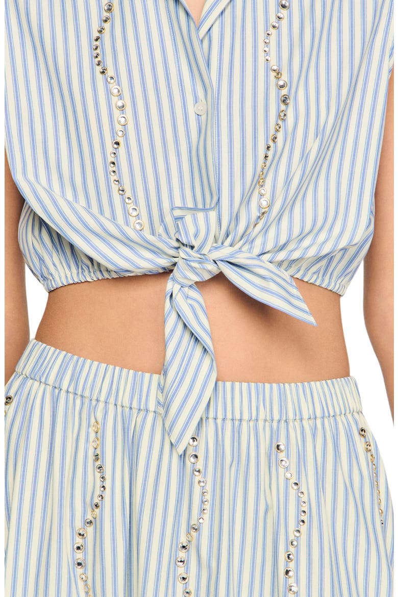 Cropped striped rhinestone shirt, Alternate, color, Blue
