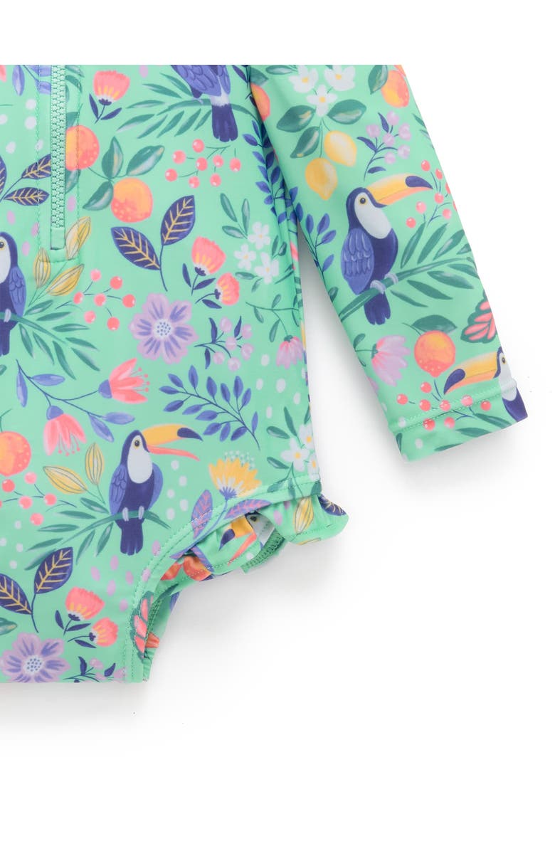 Purebaby Printed Frilly Longsleeve Swimsuit, Alternate, color, Toucan Print