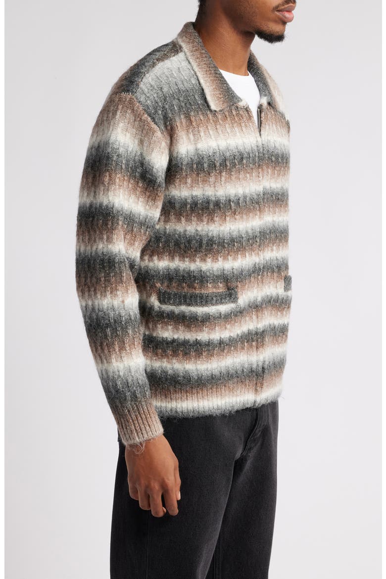 Reggie Ombré Stripe Zip Cardigan, Alternate, color, BLACK MULTI