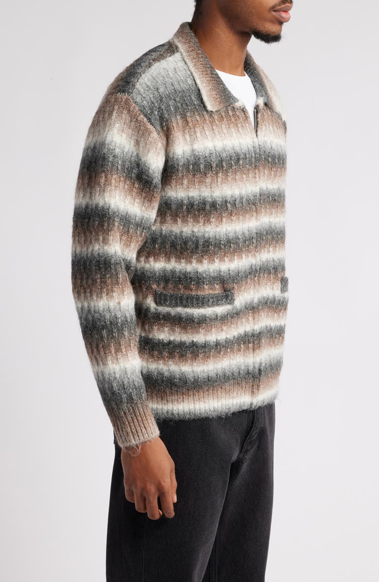 Obey Reggie Ombré Stripe Zip Cardigan, Alternate, color, 